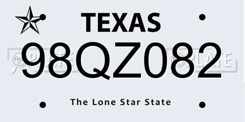 98QZ082 Texas License Plate