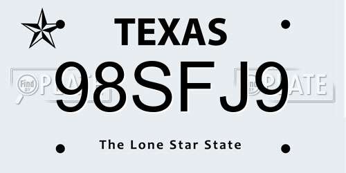 98SFJ9 Texas License Plate