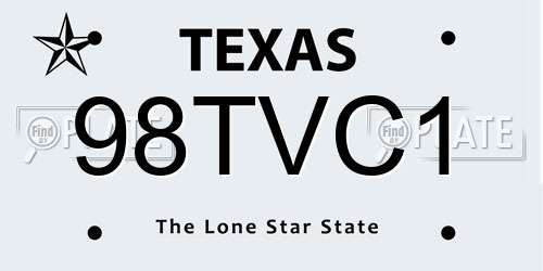 98TVC1 Texas License Plate