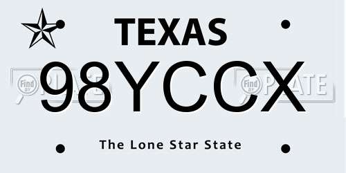 98YCCX Texas License Plate