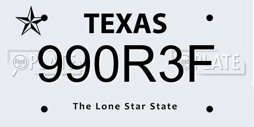 990R3F Texas License Plate