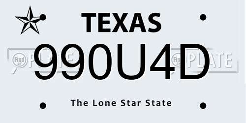 990U4D Texas License Plate