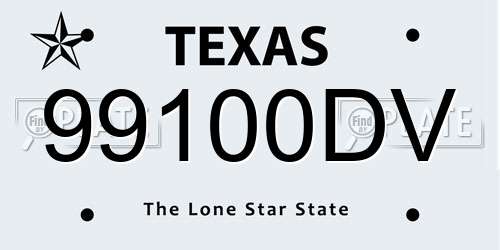 99100DV Texas License Plate