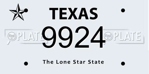 9924 Texas License Plate