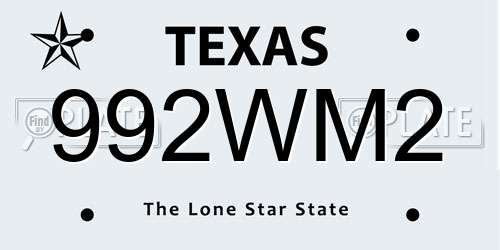 992WM2 Texas License Plate