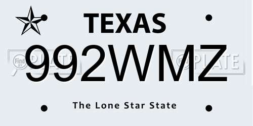 992WMZ Texas License Plate