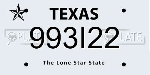 993I22 Texas License Plate