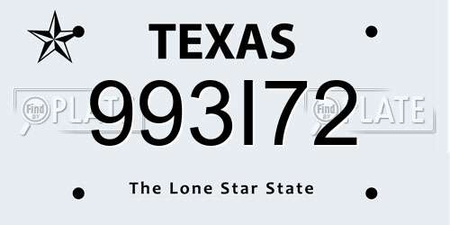 993I72 Texas License Plate