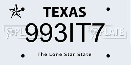 993IT7 Texas License Plate