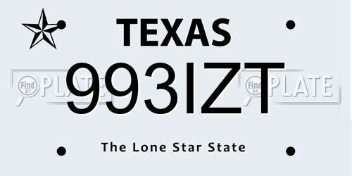 993IZT Texas License Plate