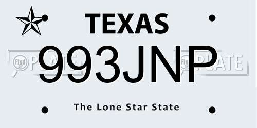 993JNP Texas License Plate