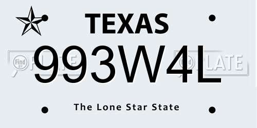 993W4L Texas License Plate