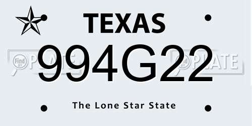 994G22 Texas License Plate