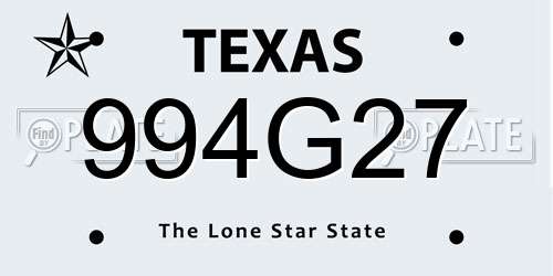 994G27 Texas License Plate