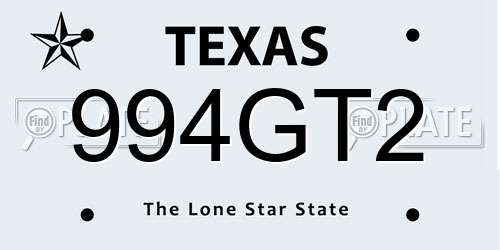 994GT2 Texas License Plate