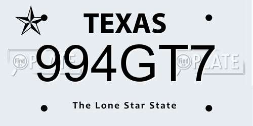 994GT7 Texas License Plate