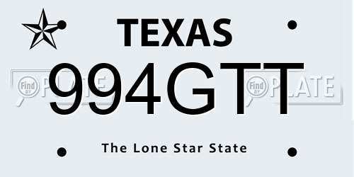 994GTT Texas License Plate