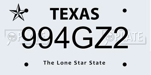 994GZ2 Texas License Plate