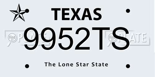 9952TS Texas License Plate
