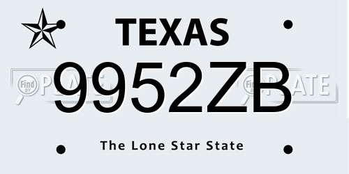9952ZB Texas License Plate