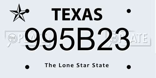 995B23 Texas License Plate