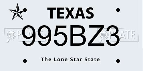 995BZ3 Texas License Plate