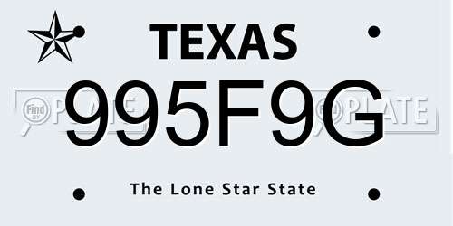 995F9G Texas License Plate