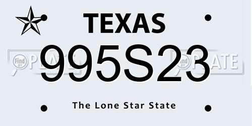 995S23 Texas License Plate