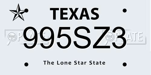 995SZ3 Texas License Plate