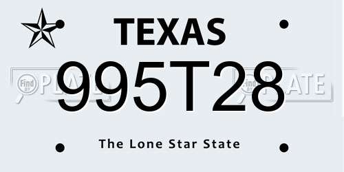 995T28 Texas License Plate
