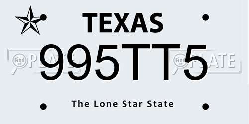 995TT5 Texas License Plate