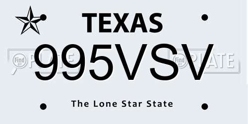 995VSV Texas License Plate