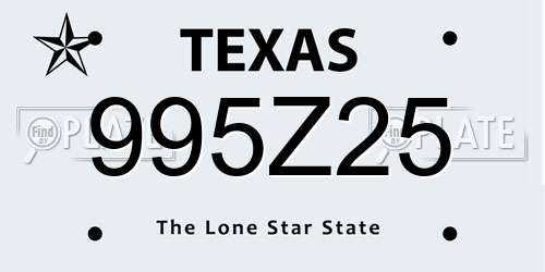 995Z25 Texas License Plate