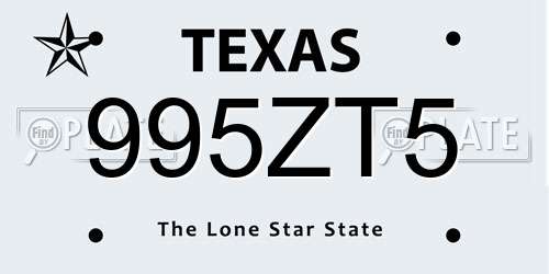 995ZT5 Texas License Plate