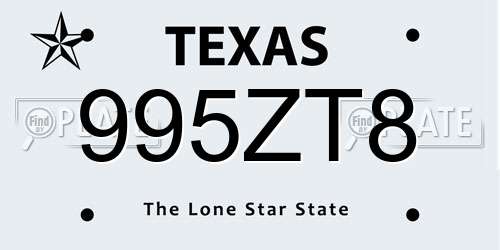 995ZT8 Texas License Plate