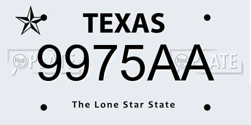 9975AA Texas License Plate