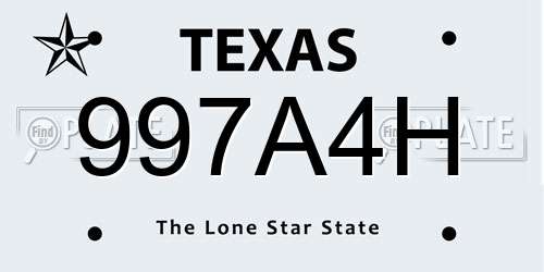 997A4H Texas License Plate