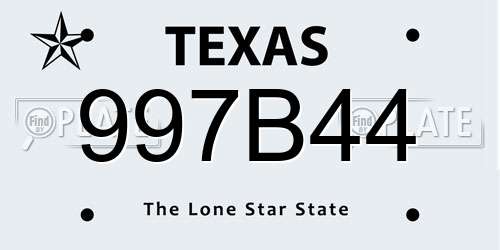 997B44 Texas License Plate