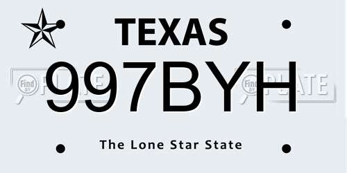 997BYH Texas License Plate