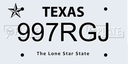 997RGJ Texas License Plate