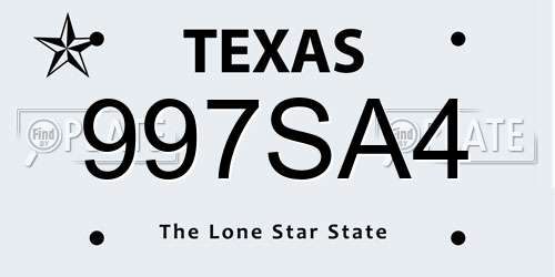 997SA4 Texas License Plate