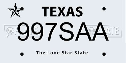 997SAA Texas License Plate
