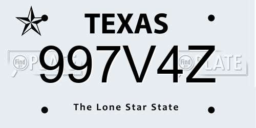 997V4Z Texas License Plate