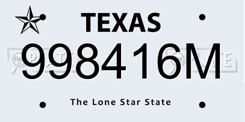 998416M Texas License Plate