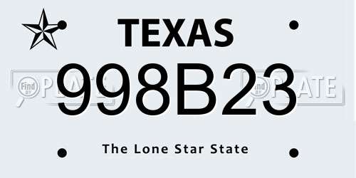 998B23 Texas License Plate