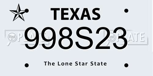 998S23 Texas License Plate