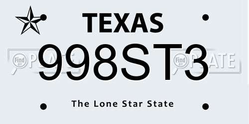 998ST3 Texas License Plate