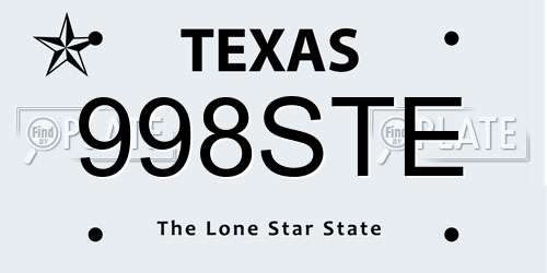 998STE Texas License Plate