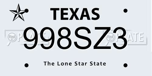 998SZ3 Texas License Plate