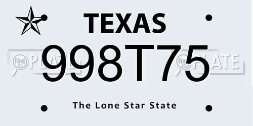 998T75 Texas License Plate